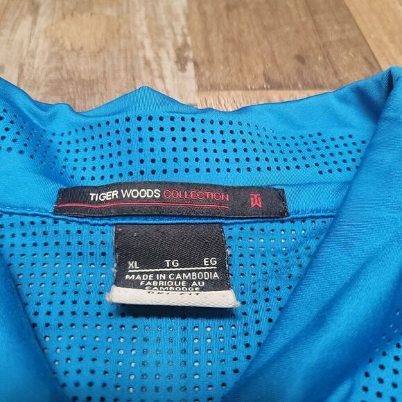 Nike Tiger Woods Collection Golf Polo Shirt Mens XL Blue TW DriFit Mesh Venting - Picture 3 of 10